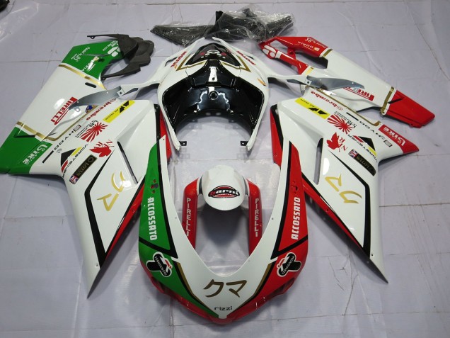 77 Blanco Rojo Verde 2007-2014 Ducati 848 1098 1198 Carenados Moto