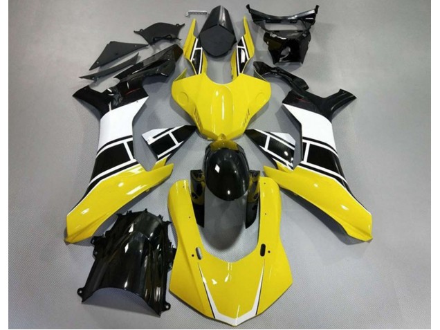 Amarillo Brillante Blanco & Negro 2015-2019 Yamaha R1 Carenados Moto