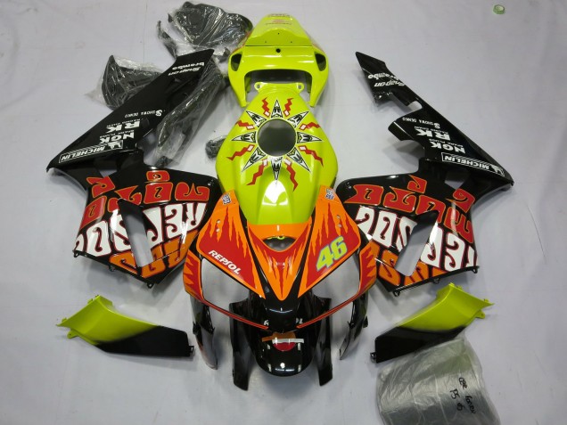 Amarillo Vibrante Rossi 2005-2006 Honda CBR600RR Carenados Moto