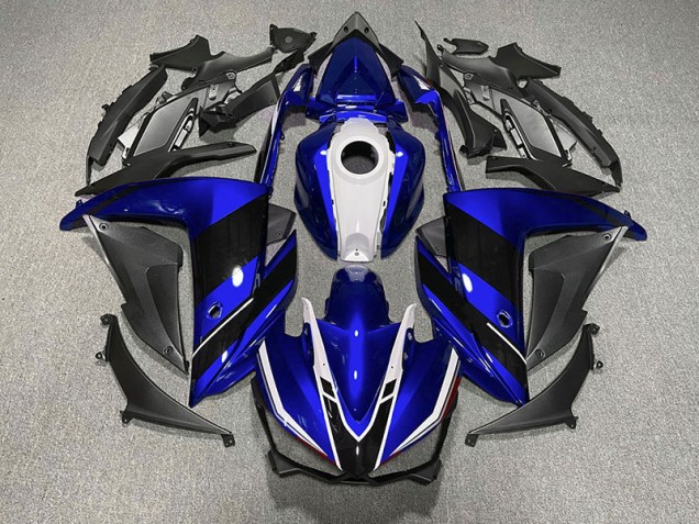 Azul Blanco & Negro 2015-2018 Yamaha R3 Carenados Moto