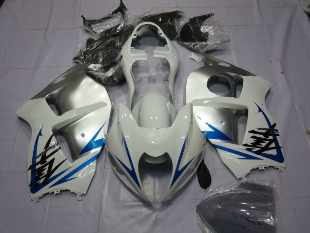 Azul Blanco & Plata 1997-2007 Suzuki GSXR 1300 Carenados Moto