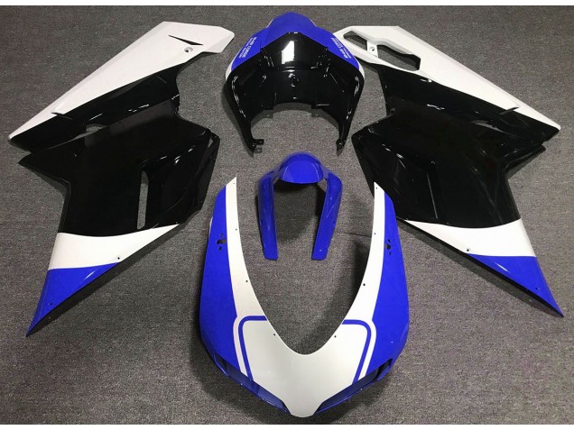 Azul Brillante Blanco & Negro 2007-2014 Ducati 848 1098 1198 Carenados Moto