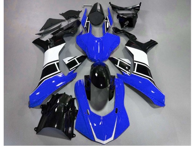 Azul Brillante Blanco & Negro 2015-2019 Yamaha R1 Carenados Moto