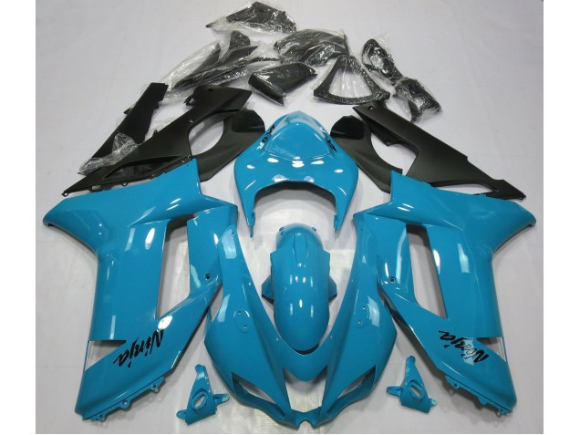 Azul Claro Brillante 2007-2008 Kawasaki ZX6R Carenados Moto
