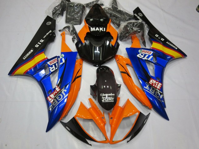 Azul Naranja 2006-2007 Yamaha R6 Carenados Moto
