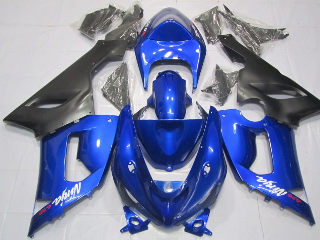 Azul & Negro 2005-2006 Kawasaki ZX6R Carenados Moto