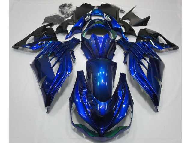 Azul Océano Brillo 2012-2021 Kawasaki ZX14R Carenados Moto