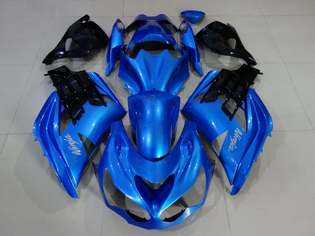 Azul Vibrante & Negro Brillante 2012-2021 Kawasaki ZX14R Carenados Moto