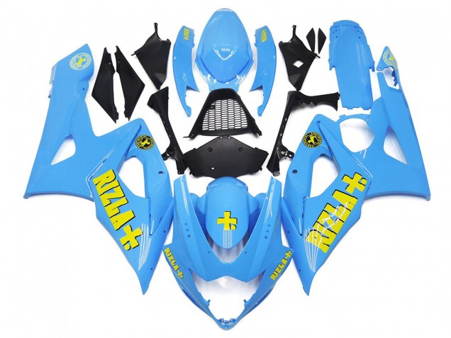 Blanco Azul Con Amarillo Rizla 2005-2006 Suzuki GSXR 1000 Carenados Moto