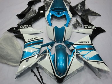 Blanco Brillante & Azul Claro 2007-2008 Yamaha R1 Carenados Moto