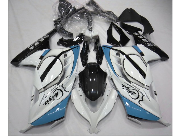 Blanco Brillante & Azul Claro 2013-2018 Kawasaki Ninja 300 Carenados Moto