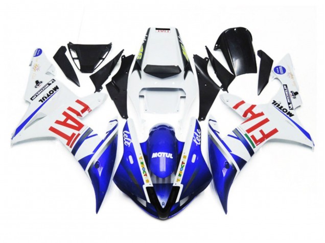 Blanco Brillante & Azul Fiat 2002-2003 Yamaha R1 Carenados Moto