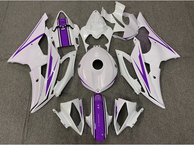 Blanco Brillante & Morado 2008-2016 Yamaha R6 Carenados Moto