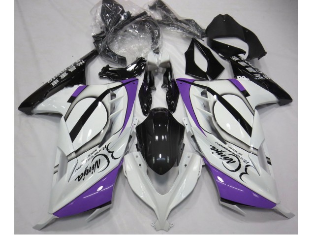 Blanco Brillante & Morado 2013-2018 Kawasaki Ninja 300 Carenados Moto