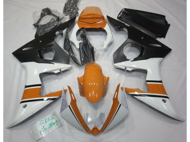 Blanco Brillante & Naranja 2003-2004 Yamaha R6 Carenados Moto