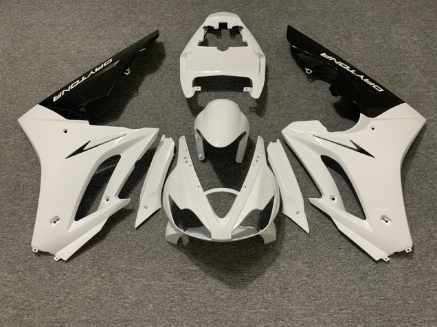 Blanco Brillante & Negro 2006-2008 Triumph Daytona 675 Carenados Moto