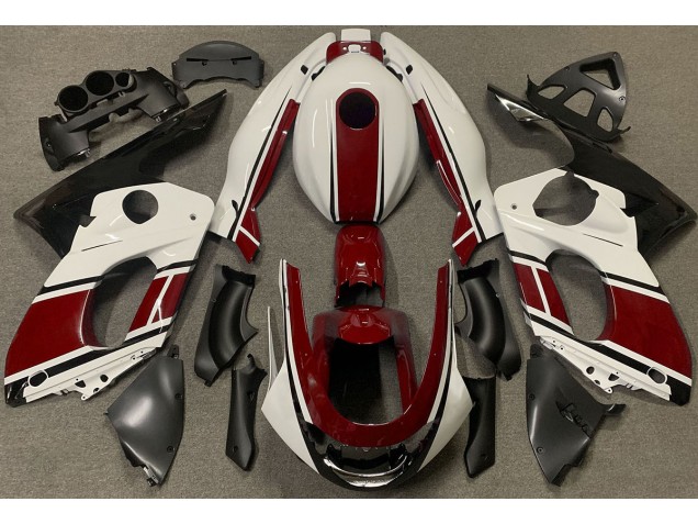 Blanco Brillante & Rojo Oscuro 1998-2007 Yamaha YZF600 Carenados Moto
