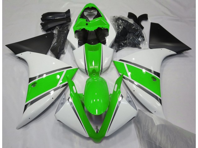Blanco Brillante & Verde 2009-2011 Yamaha R1 Carenados Moto