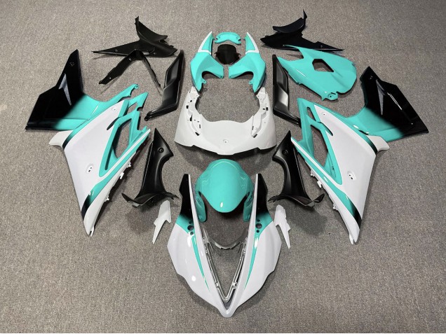Blanco Brillante & Verde Azulado 2013-2016 Triumph Daytona 675 Carenados Moto