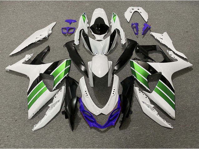Blanco Brillante Verde Negro & Morado 2009-2016 Suzuki GSXR 1000 Carenados Moto