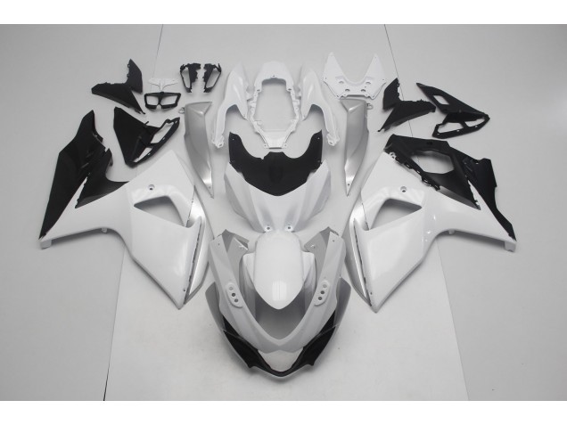 Blanco Brillo & Plata 2009-2016 Suzuki GSXR 1000 Carenados Moto