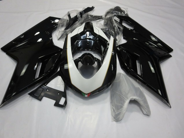 Blanco & Negro Brillante 2007-2014 Ducati 848 1098 1198 Carenados Moto