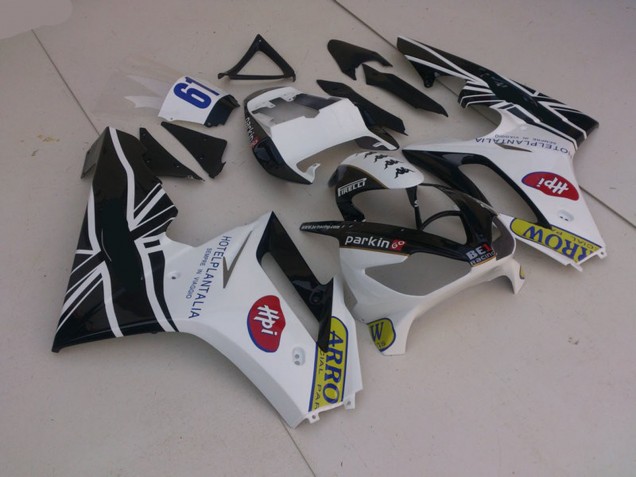Blanco & Negro Con Bandera 2006-2008 Triumph Daytona 675 Carenados Moto