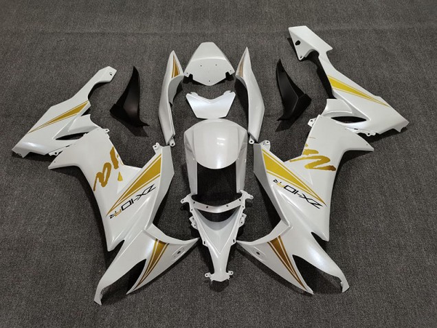 Blanco Perla & Oro 2008-2010 Kawasaki ZX10R Carenados Moto