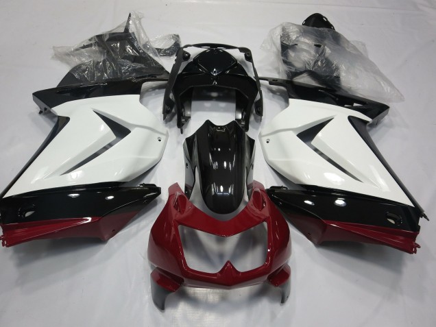 Blanco Rojo & Negro 2008-2012 Kawasaki Ninja 250 Carenados Moto
