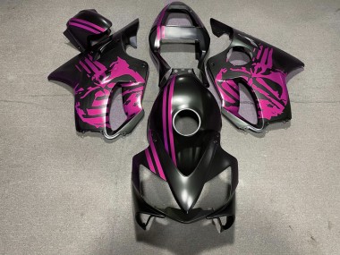 Cráneo Negro Mate & Rosa 2001-2003 Honda CBR600 F4i Carenados Moto