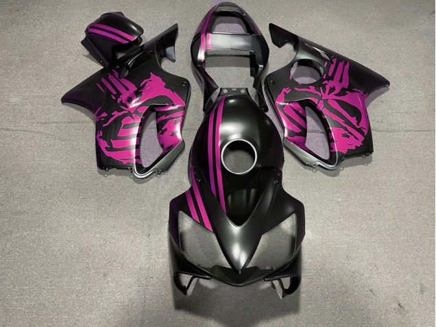 Cráneo Negro Mate & Rosa 2001-2003 Honda CBR600 F4i Carenados Moto