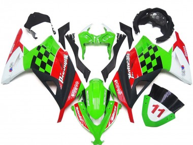Cuadros Rojos & Negros Brillantes 2013-2018 Kawasaki Ninja 300 Carenados Moto