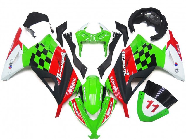 Cuadros Rojos & Negros Brillantes 2013-2018 Kawasaki Ninja 300 Carenados Moto