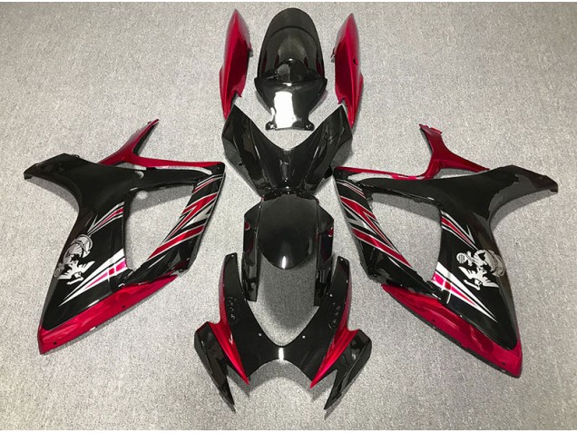 Diseño Rojo Brillante & Negro 2006-2007 Suzuki GSXR 600-750 Carenados Moto