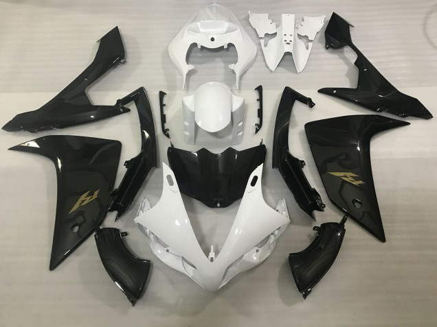 Estilo Blanco & Fibra De Carbono 2007-2008 Yamaha R1 Carenados Moto