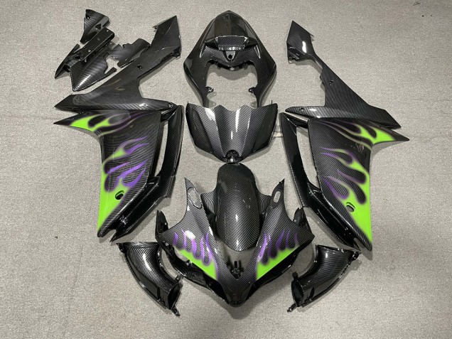 Estilo Fibra De Carbono Con Llamas 2007-2008 Yamaha R1 Carenados Moto