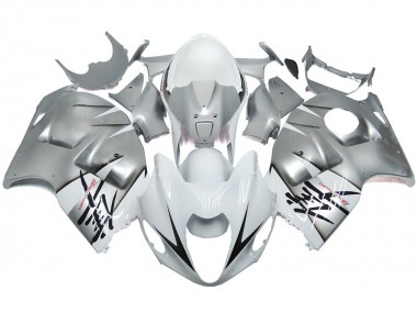 Estilo Plateado & Blanco Brillante OEM 1997-2007 Suzuki GSXR 1300 Carenados Moto