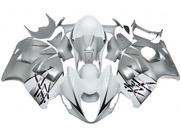 Estilo Plateado & Blanco Brillante OEM 1997-2007 Suzuki GSXR 1300 Carenados Moto