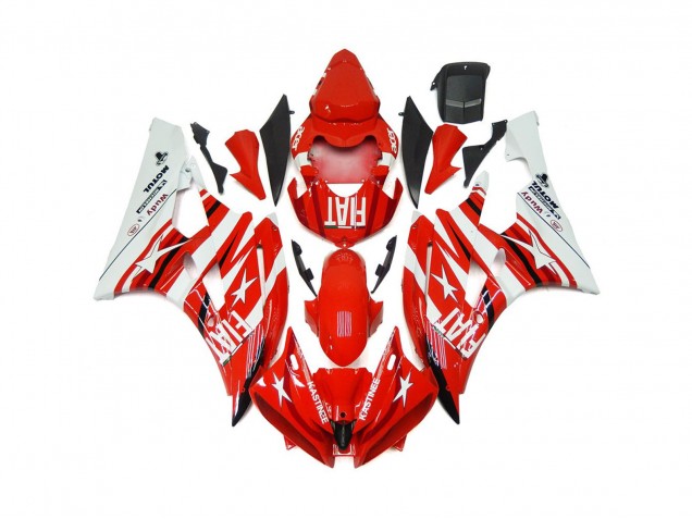 Estrella Roja & Blanca Fiat 2006-2007 Yamaha R6 Carenados Moto