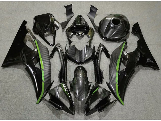 Fibra De Carbono & Verde 2008-2016 Yamaha R6 Carenados Moto