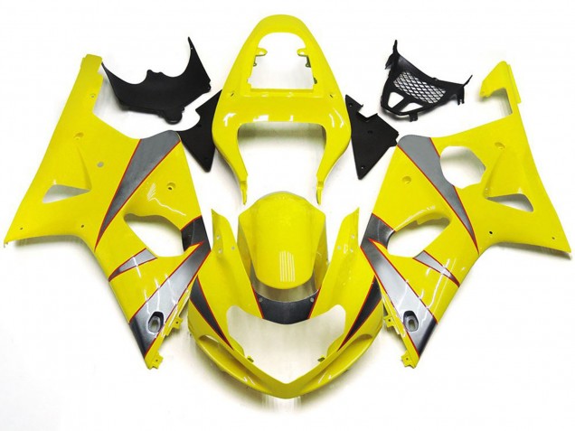 Kit R Amarillo Brillante & Plateado 2000-2002 Suzuki GSXR 1000 Carenados Moto
