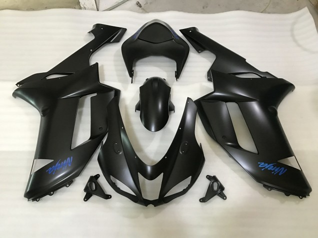 Logotipo Negro Mate & Azul 2007-2008 Kawasaki ZX6R Carenados Moto