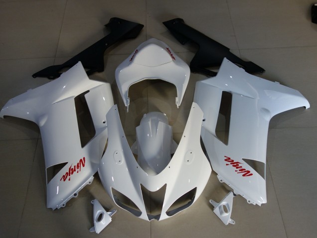 Logotipos En Blanco Brillante & Rojo 2007-2008 Kawasaki ZX6R Carenados Moto