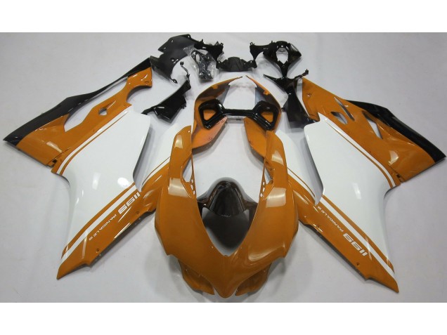 Naranja Brillante Blanco & Negro 2011-2014 Ducati 1199 Carenados Moto