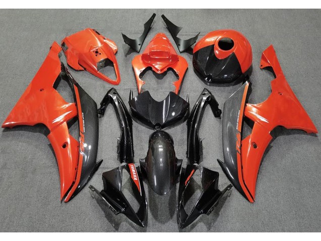 Naranja Brillante & Fibra De Carbono 2008-2016 Yamaha R6 Carenados Moto