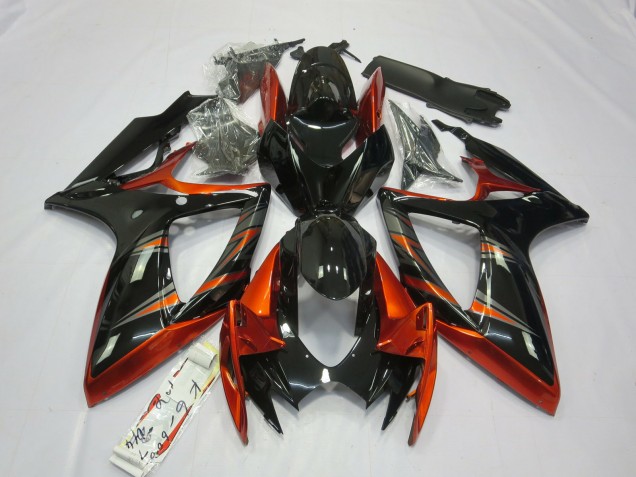 Naranja & Negro 2006-2007 Suzuki GSXR 600-750 Carenados Moto