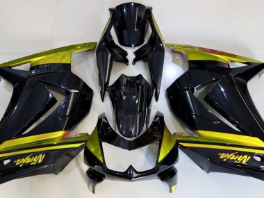 Negro Brillante & Amarillo 2008-2012 Kawasaki Ninja 250 Carenados Moto