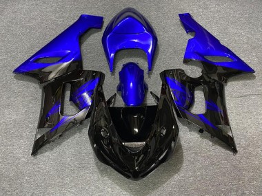 Negro Brillante & Azul 2005-2006 Kawasaki ZX6R Carenados Moto