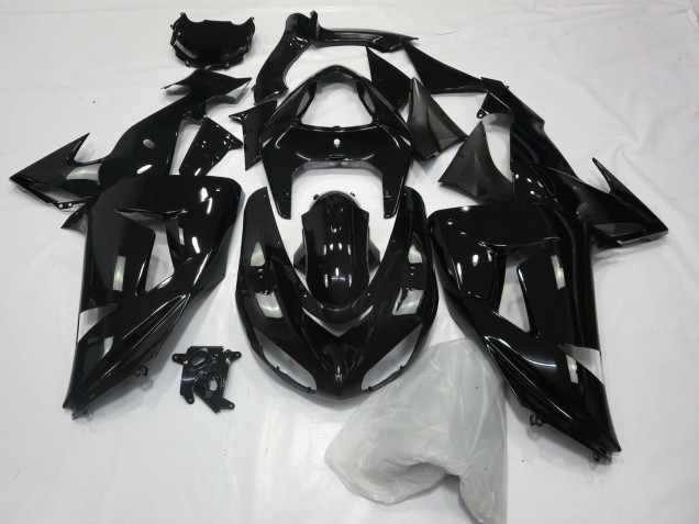 Negro Brillante Liso 2006-2007 Kawasaki ZX10R Carenados Moto