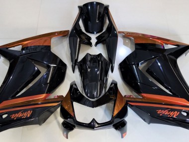 Negro Brillante & Naranja 2008-2012 Kawasaki Ninja 250 Carenados Moto